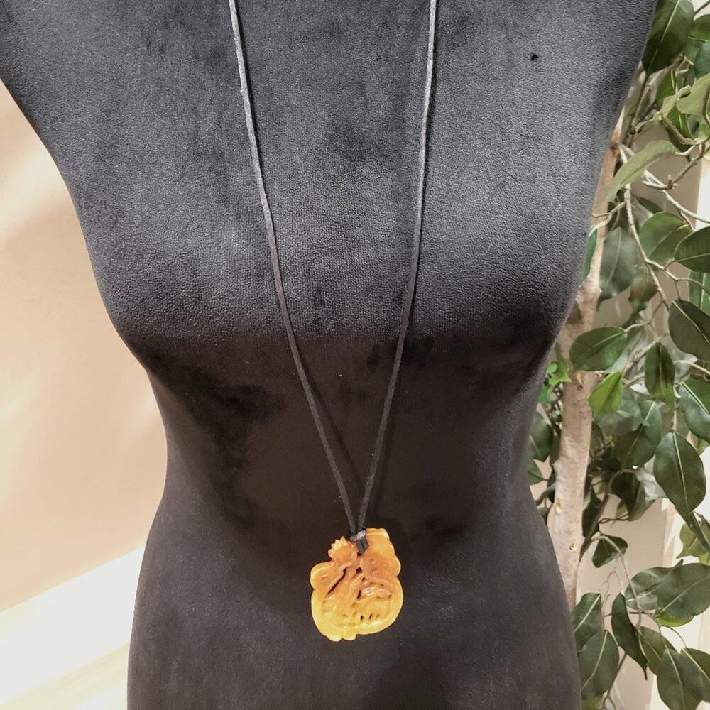 Women Fashion Yellow Color Chunky Crafted Big Pendant Long Teardrop Necklace